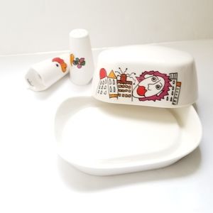 BergHOFF Eclipse White Multicolor Salt Pepper Butter Dish